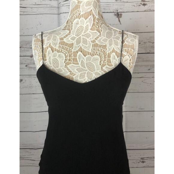 Y2K Ann Taylor Silk tiered Formal Black Spaghetti strap Dress size 4 - Picture 3 of 12